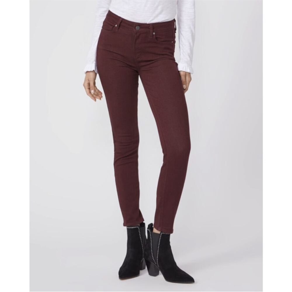 NWT PAIGE Hoxton High Rise Ankle Skinny in Maroon